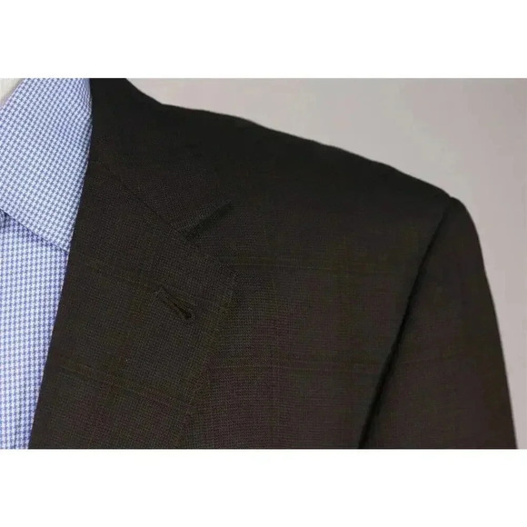 Jos A Bank Signature Gold Brown Windowpane Wool-Silk 2-Btn Sportcoat Blazer 46L - Picture 4 of 8
